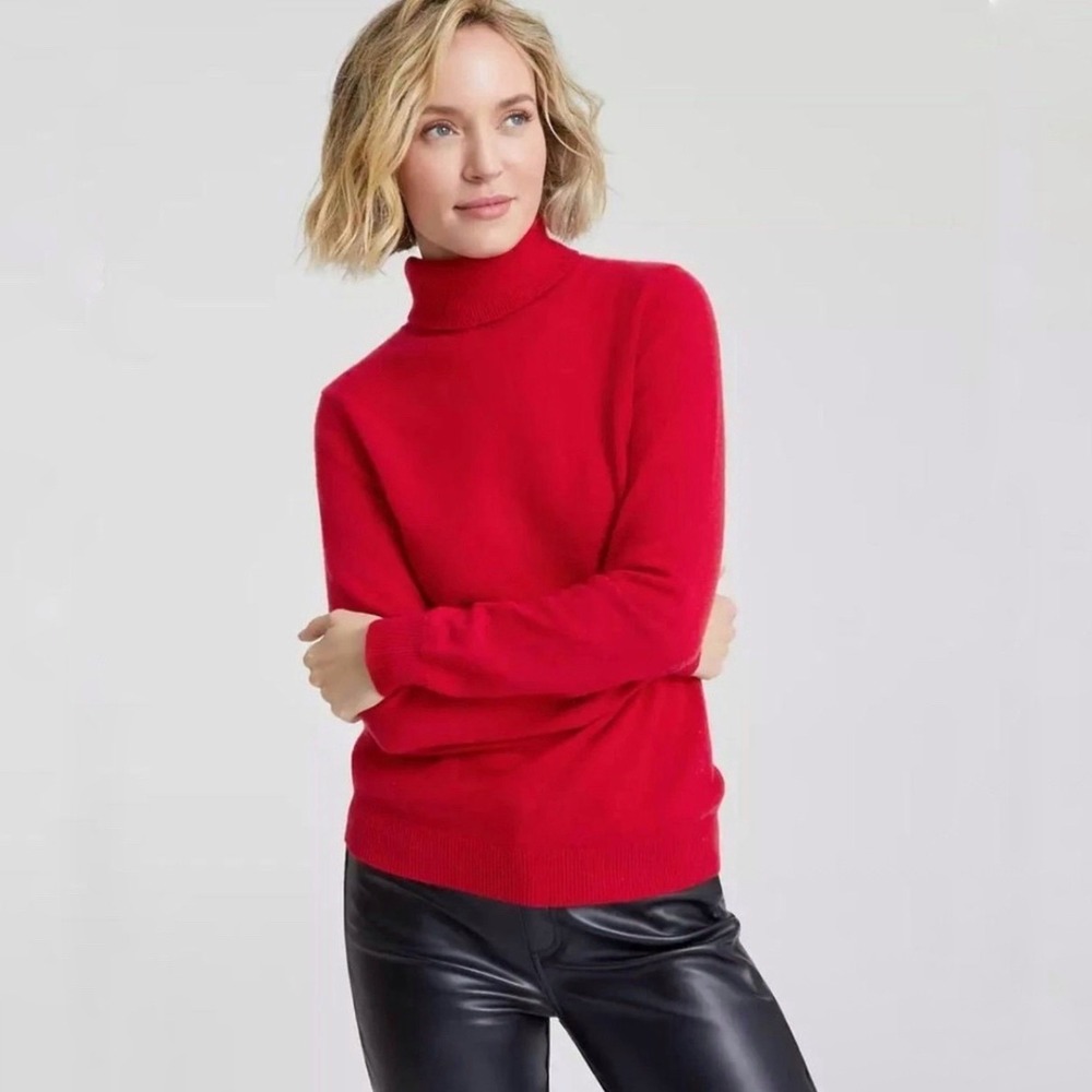 Charter Club Luxury Red 100% Cashmere Turtleneck Pullover Sweater‎ Size XS